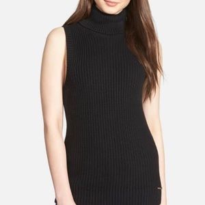 Michael Kors Knit Sleeveless Turtleneck- Navy